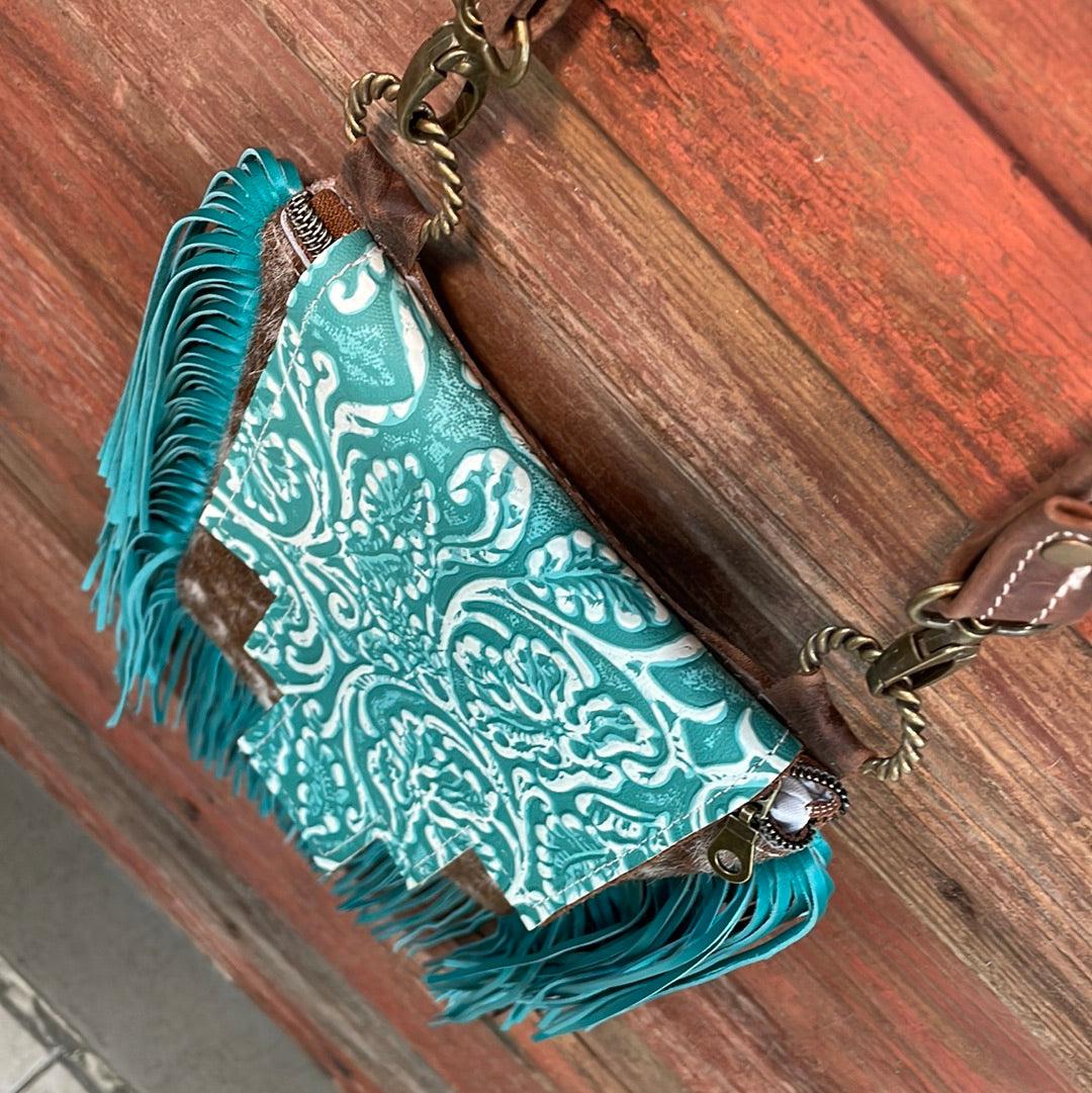 Tammy - Longhorn w/ Turquoise Sand Tool Flap-Tammy-Western-Cowhide-Bags-Handmade-Products-Gifts-Dancing Cactus Designs