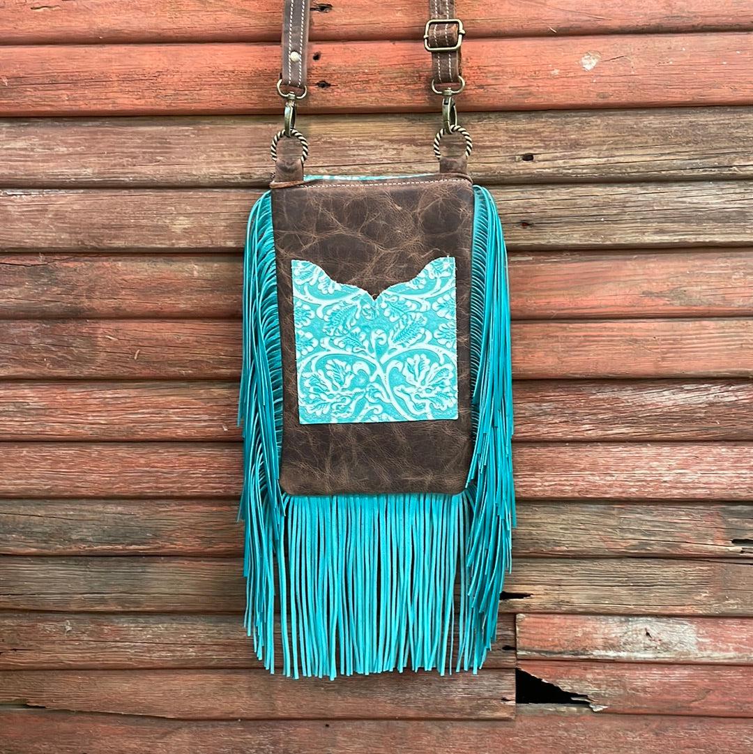 Tammy - Longhorn w/ Turquoise Sand Tool Flap-Tammy-Western-Cowhide-Bags-Handmade-Products-Gifts-Dancing Cactus Designs