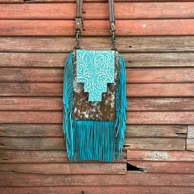 Tammy - Longhorn w/ Turquoise Sand Tool Flap-Tammy-Western-Cowhide-Bags-Handmade-Products-Gifts-Dancing Cactus Designs