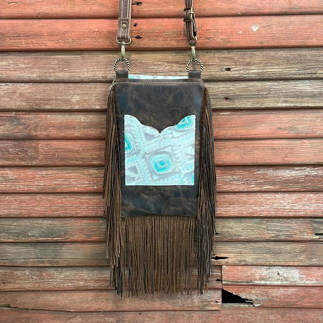 Tammy - Tricolor w/ Turquoise Sand Aztec Flap-Tammy-Western-Cowhide-Bags-Handmade-Products-Gifts-Dancing Cactus Designs