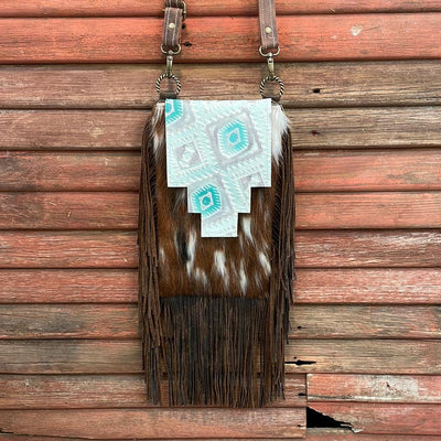 Tammy - Tricolor w/ Turquoise Sand Aztec Flap-Tammy-Western-Cowhide-Bags-Handmade-Products-Gifts-Dancing Cactus Designs