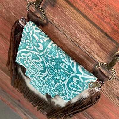 Tammy - Tricolor w/ Turquoise Sand Tool Flap-Tammy-Western-Cowhide-Bags-Handmade-Products-Gifts-Dancing Cactus Designs