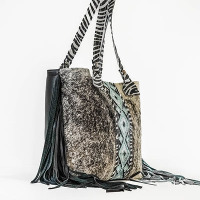 Taylor - Light Brindle w/ Iceland Navajo & Zebra Leather-Taylor-Western-Cowhide-Bags-Handmade-Products-Gifts-Dancing Cactus Designs