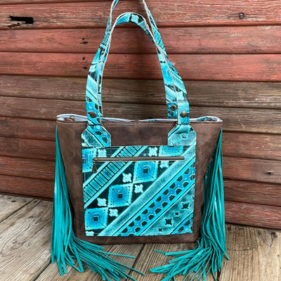 Taylor - Longhorn w/ Turquoise Matrix Navajo-Taylor-Western-Cowhide-Bags-Handmade-Products-Gifts-Dancing Cactus Designs