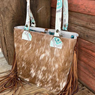 Taylor - Longhorn w/ Turquoise Sand Aztec-Taylor-Western-Cowhide-Bags-Handmade-Products-Gifts-Dancing Cactus Designs