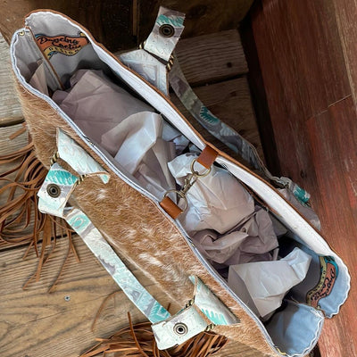 Taylor - Longhorn w/ Turquoise Sand Aztec-Taylor-Western-Cowhide-Bags-Handmade-Products-Gifts-Dancing Cactus Designs