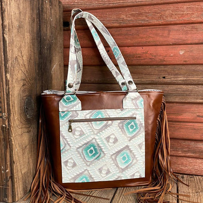 Taylor - Longhorn w/ Turquoise Sand Aztec-Taylor-Western-Cowhide-Bags-Handmade-Products-Gifts-Dancing Cactus Designs