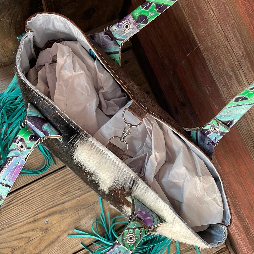 Taylor - Tricolor w/ 90's Party Navajo-Taylor-Western-Cowhide-Bags-Handmade-Products-Gifts-Dancing Cactus Designs