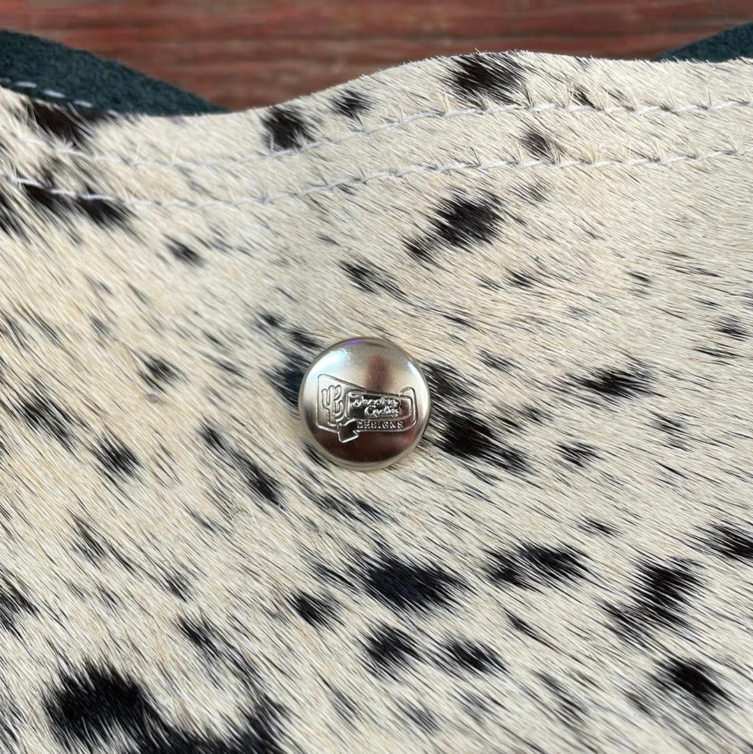 Trisha - B&W Speckle w/ Deadwood Roses-Trisha-Western-Cowhide-Bags-Handmade-Products-Gifts-Dancing Cactus Designs