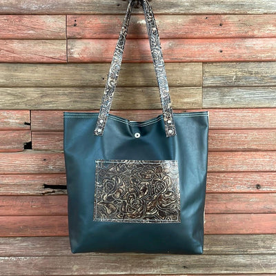 Trisha - B&W Speckle w/ Deadwood Roses-Trisha-Western-Cowhide-Bags-Handmade-Products-Gifts-Dancing Cactus Designs