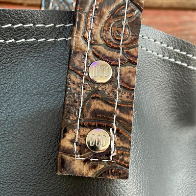 Trisha - B&W Speckle w/ Deadwood Roses-Trisha-Western-Cowhide-Bags-Handmade-Products-Gifts-Dancing Cactus Designs