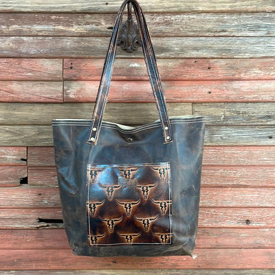 Trisha - Blank Slate w/ Sepia Skulls-Trisha-Western-Cowhide-Bags-Handmade-Products-Gifts-Dancing Cactus Designs