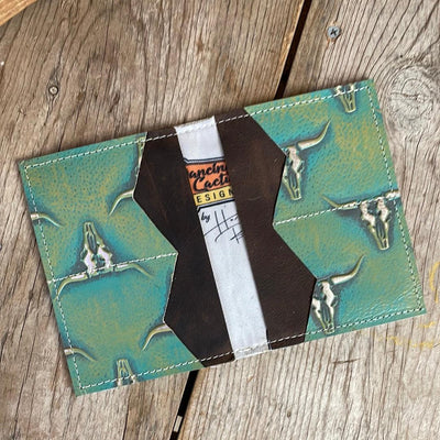 Waylon Wallet - Brindle w/ Margarita Skulls-Waylon Wallet-Western-Cowhide-Bags-Handmade-Products-Gifts-Dancing Cactus Designs