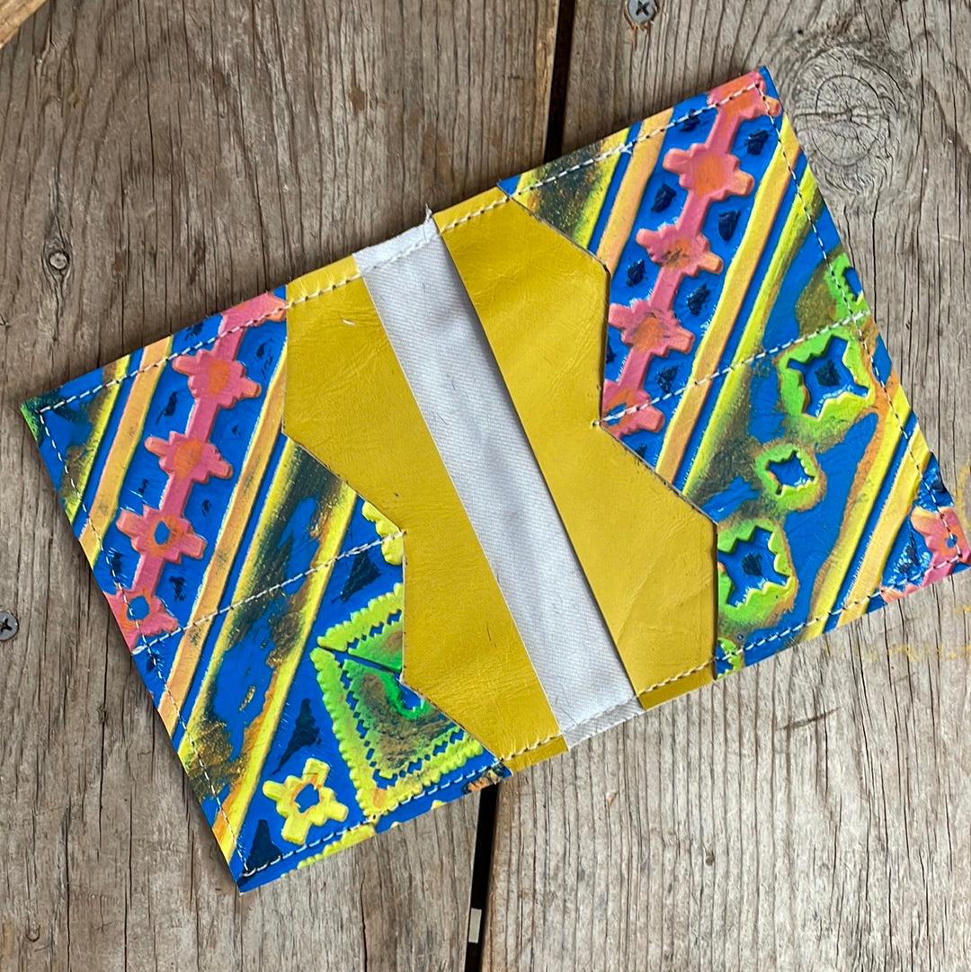 Waylon Wallet - Grey Brindle w/ Neon Trip-Waylon Wallet-Western-Cowhide-Bags-Handmade-Products-Gifts-Dancing Cactus Designs