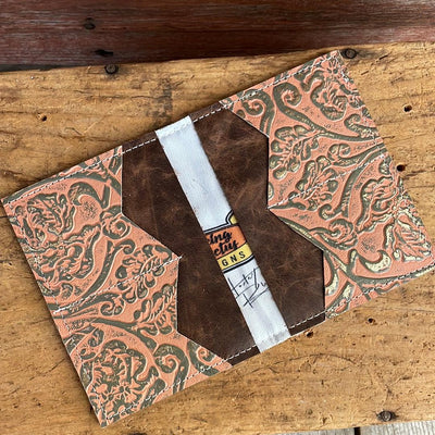 Waylon Wallet - Longhorn w/ Grapefruit Tool-Waylon Wallet-Western-Cowhide-Bags-Handmade-Products-Gifts-Dancing Cactus Designs