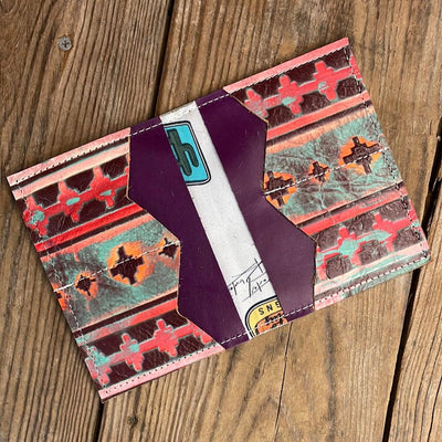 Waylon Wallet - Longhorn w/ Western Sunset-Waylon Wallet-Western-Cowhide-Bags-Handmade-Products-Gifts-Dancing Cactus Designs