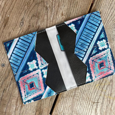 Waylon Wallet - Tiffany Blue Acid w/ Tucson Sundown-Waylon Wallet-Western-Cowhide-Bags-Handmade-Products-Gifts-Dancing Cactus Designs