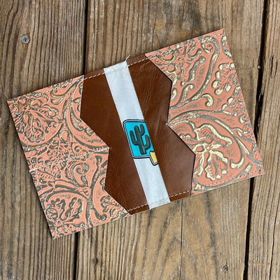 Waylon Wallet - Tricolor w/ Grapefruit Tool-Waylon Wallet-Western-Cowhide-Bags-Handmade-Products-Gifts-Dancing Cactus Designs