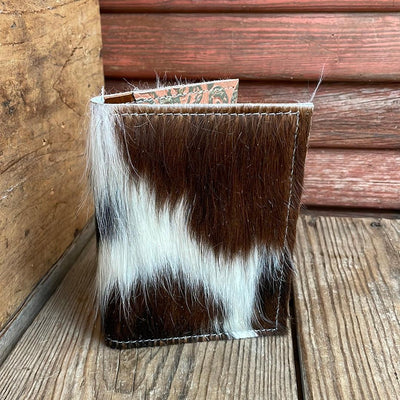 Waylon Wallet - Tricolor w/ Grapefruit Tool-Waylon Wallet-Western-Cowhide-Bags-Handmade-Products-Gifts-Dancing Cactus Designs