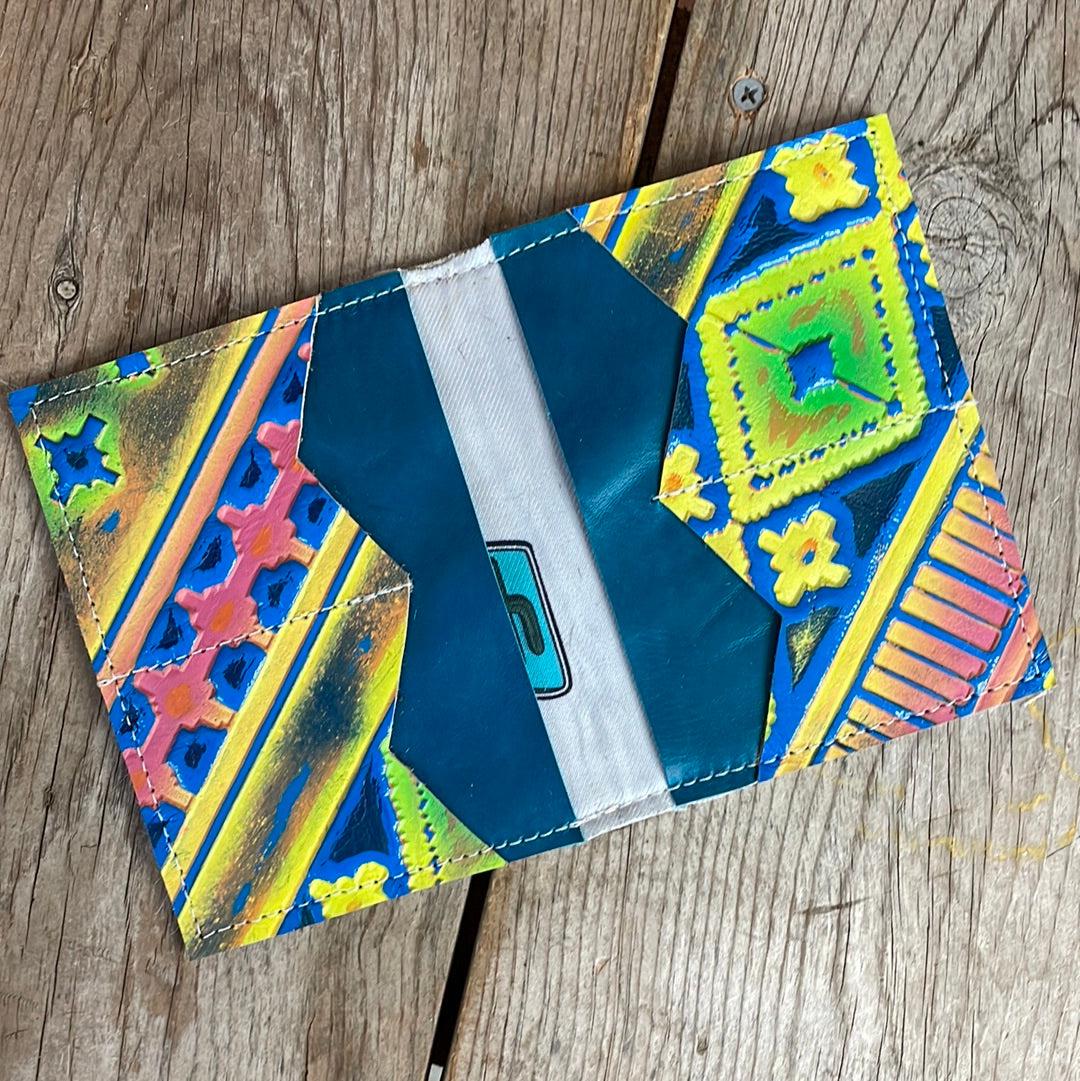 Waylon Wallet - Tricolor w/ Neon Trip-Waylon Wallet-Western-Cowhide-Bags-Handmade-Products-Gifts-Dancing Cactus Designs