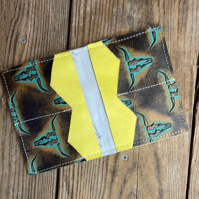 Waylon Wallet - Tricolor w/ Patina Skulls-Waylon Wallet-Western-Cowhide-Bags-Handmade-Products-Gifts-Dancing Cactus Designs