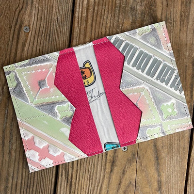 Waylon Wallet - Tricolor w/ Watermelon Wine-Waylon Wallet-Western-Cowhide-Bags-Handmade-Products-Gifts-Dancing Cactus Designs