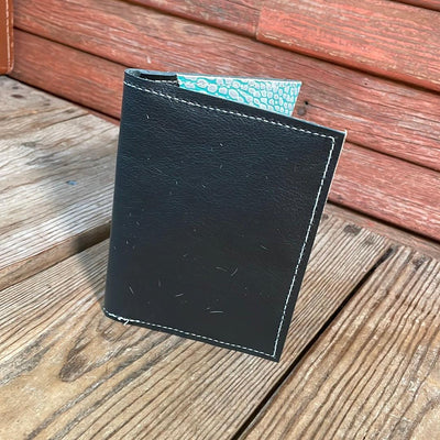 Waylon Wallet - w/ Black Leather-Waylon Wallet-Western-Cowhide-Bags-Handmade-Products-Gifts-Dancing Cactus Designs
