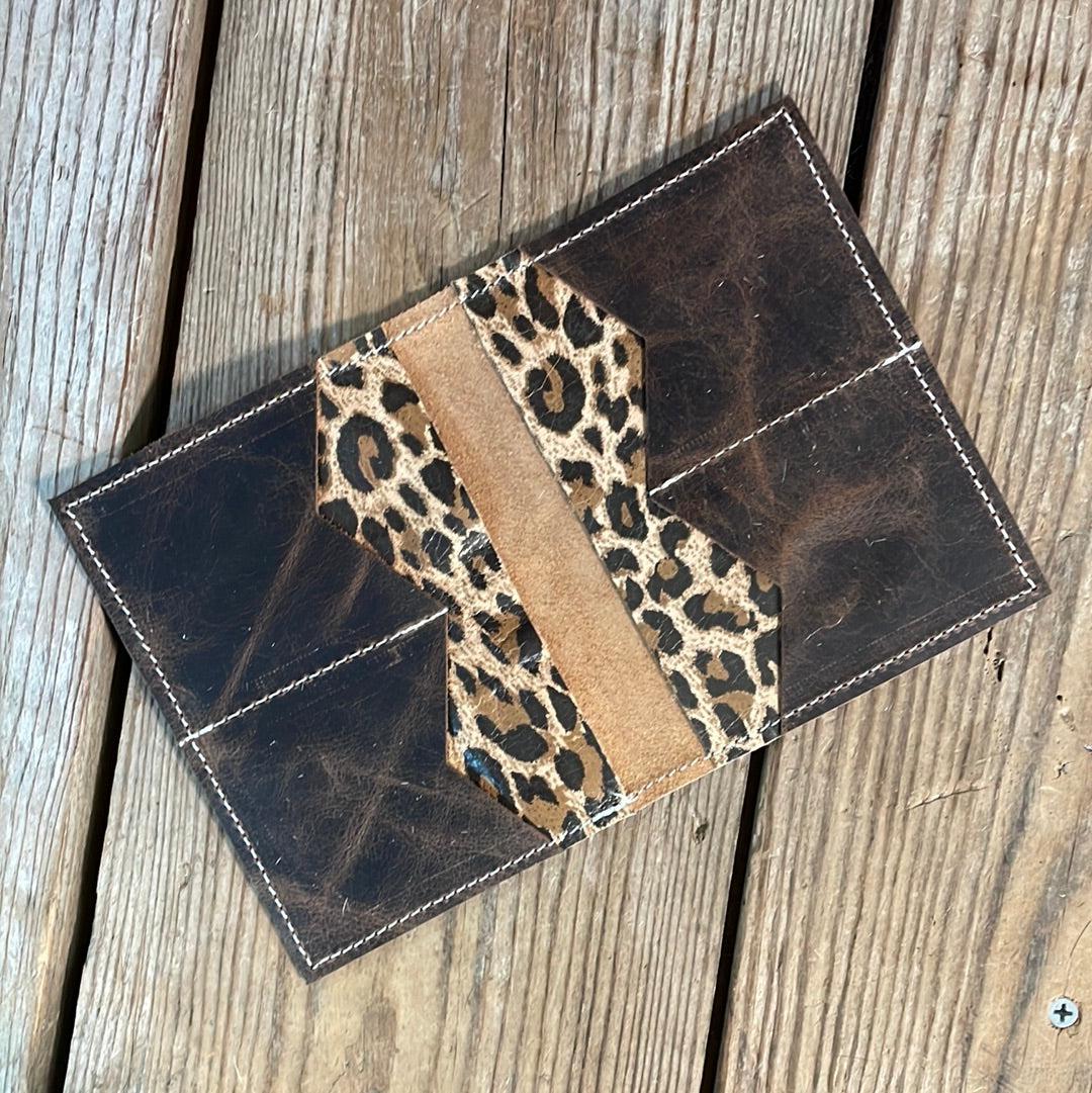 Waylon Wallet - w/ Leopard Leather-Waylon Wallet-Western-Cowhide-Bags-Handmade-Products-Gifts-Dancing Cactus Designs