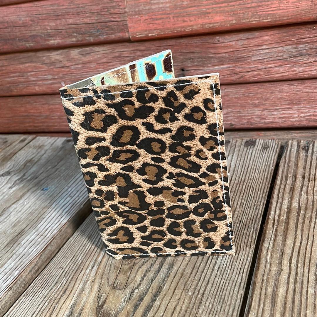 Waylon Wallet - w/ Leopard Leather-Waylon Wallet-Western-Cowhide-Bags-Handmade-Products-Gifts-Dancing Cactus Designs