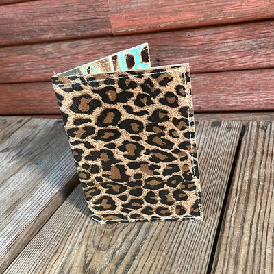 Waylon Wallet - w/ Leopard Leather-Waylon Wallet-Western-Cowhide-Bags-Handmade-Products-Gifts-Dancing Cactus Designs