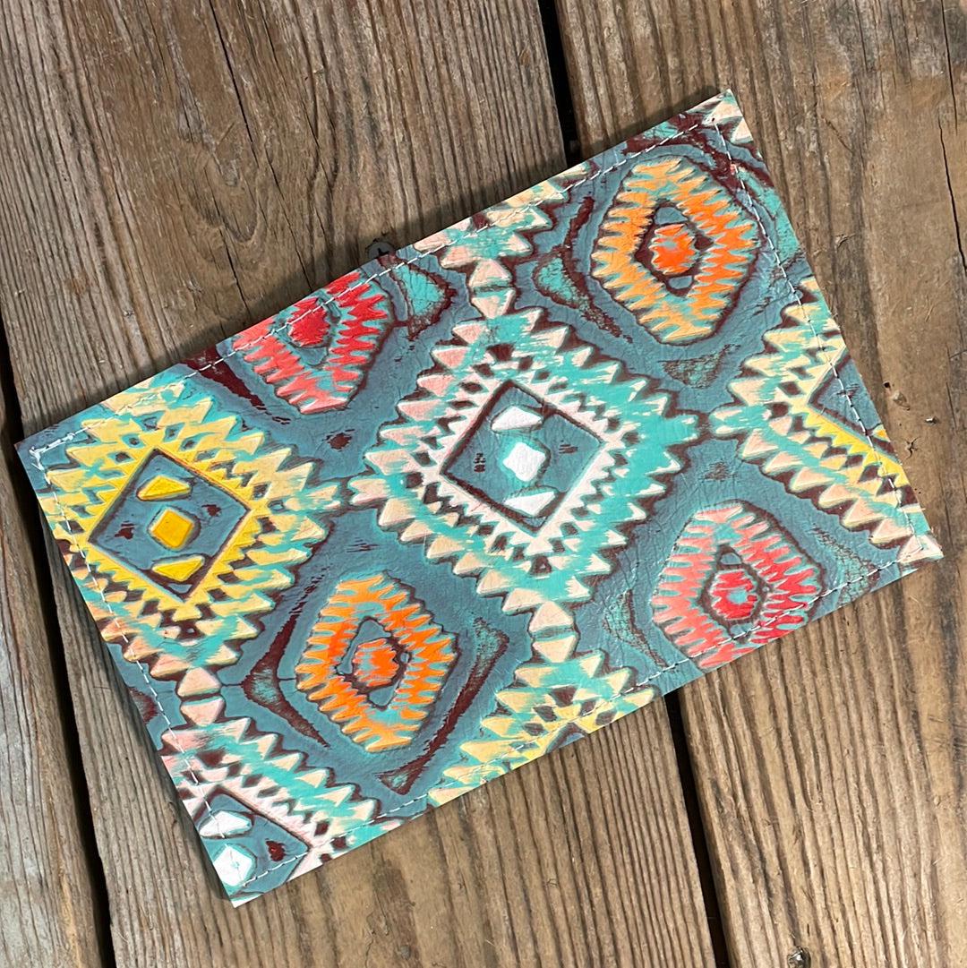 Waylon Wallet - w/ Rainbow Aztec-Waylon Wallet-Western-Cowhide-Bags-Handmade-Products-Gifts-Dancing Cactus Designs