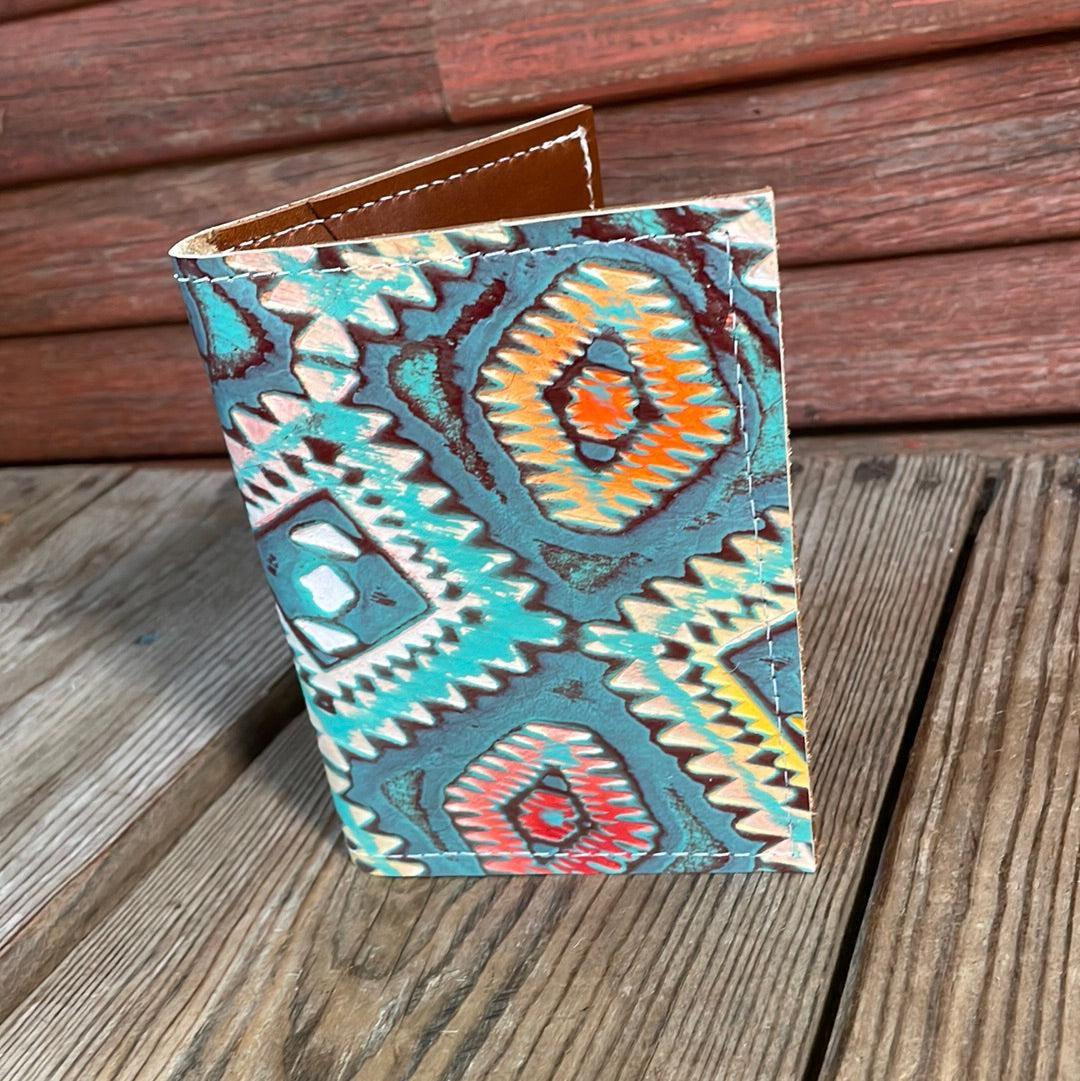 Waylon Wallet - w/ Rainbow Aztec-Waylon Wallet-Western-Cowhide-Bags-Handmade-Products-Gifts-Dancing Cactus Designs