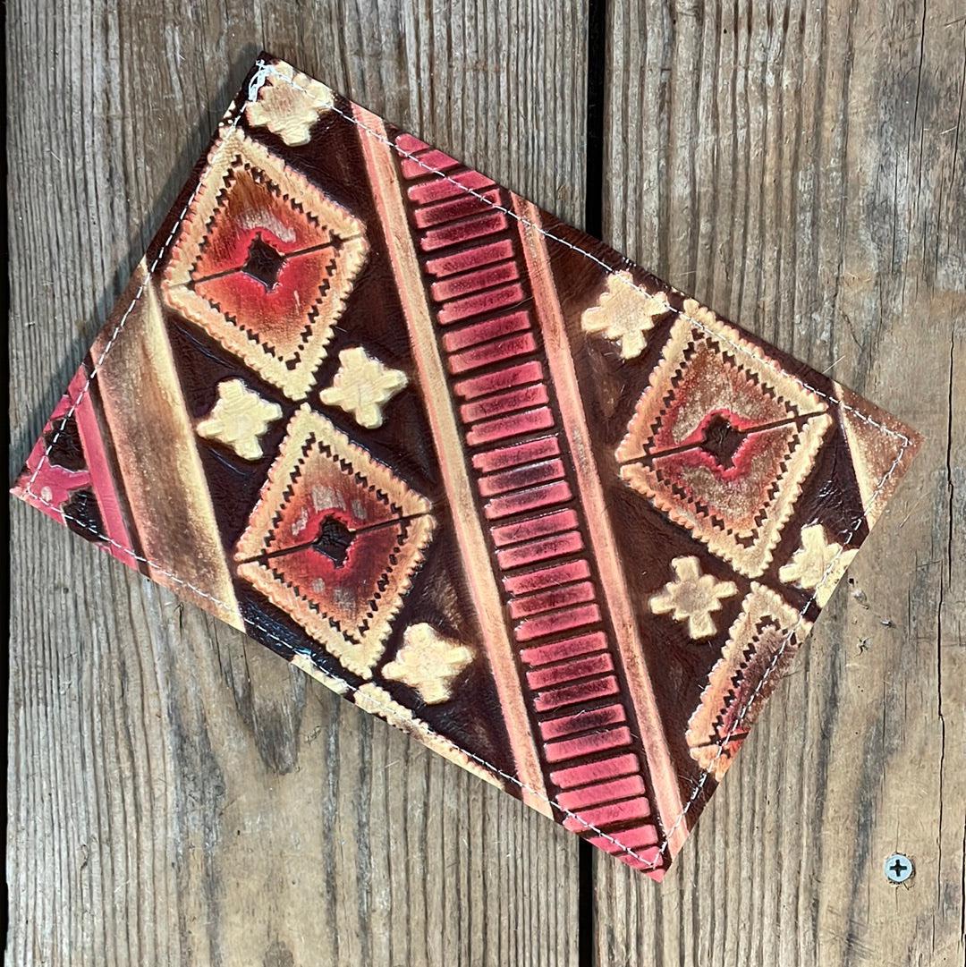 Waylon Wallet - w/ Summit Fire Navajo-Waylon Wallet-Western-Cowhide-Bags-Handmade-Products-Gifts-Dancing Cactus Designs