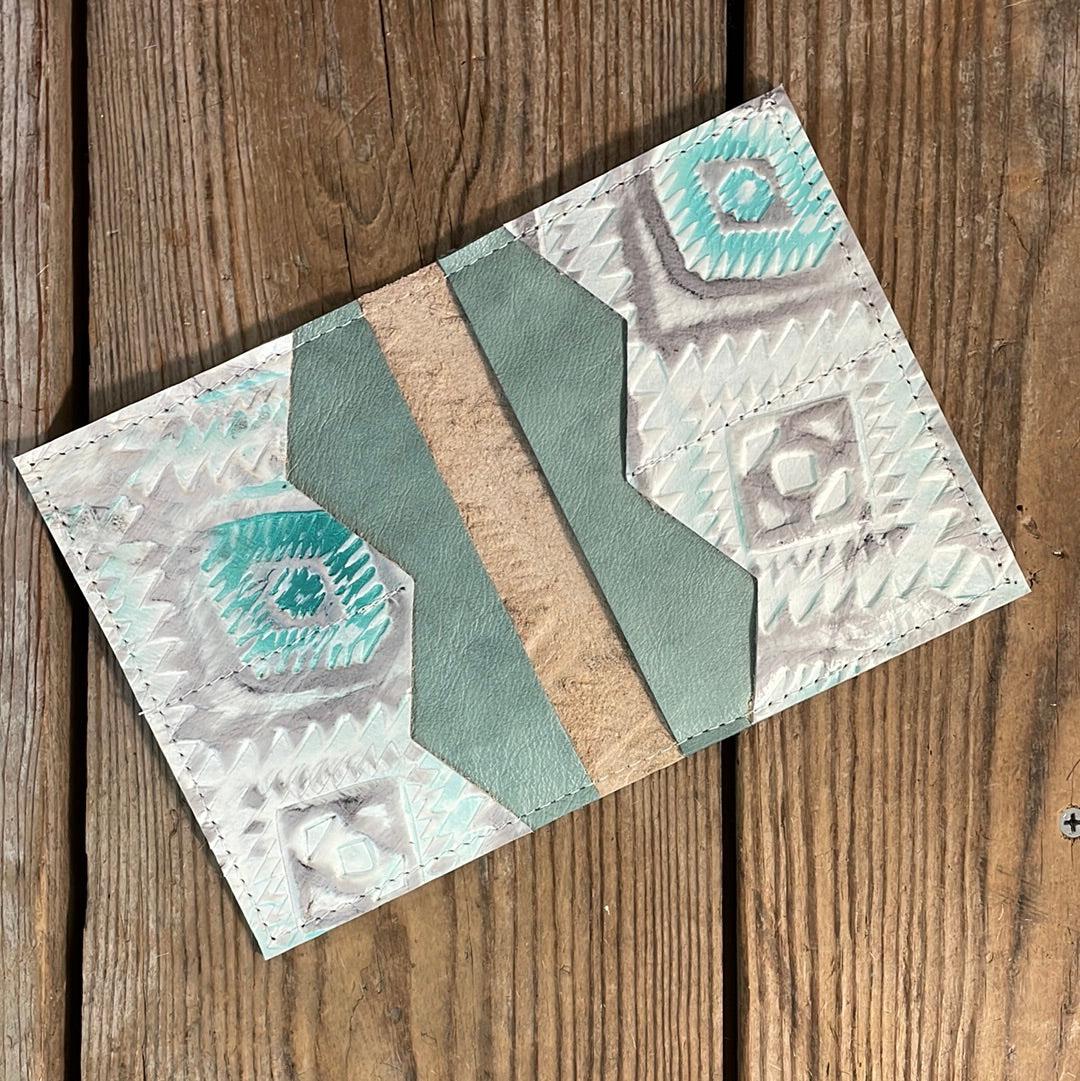Waylon Wallet - w/ Turquoise Sand Aztec-Waylon Wallet-Western-Cowhide-Bags-Handmade-Products-Gifts-Dancing Cactus Designs