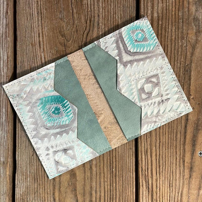Waylon Wallet - w/ Turquoise Sand Aztec-Waylon Wallet-Western-Cowhide-Bags-Handmade-Products-Gifts-Dancing Cactus Designs