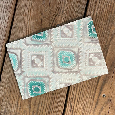 Waylon Wallet - w/ Turquoise Sand Aztec-Waylon Wallet-Western-Cowhide-Bags-Handmade-Products-Gifts-Dancing Cactus Designs