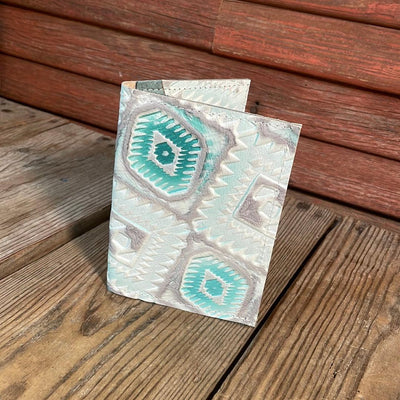 Waylon Wallet - w/ Turquoise Sand Aztec-Waylon Wallet-Western-Cowhide-Bags-Handmade-Products-Gifts-Dancing Cactus Designs