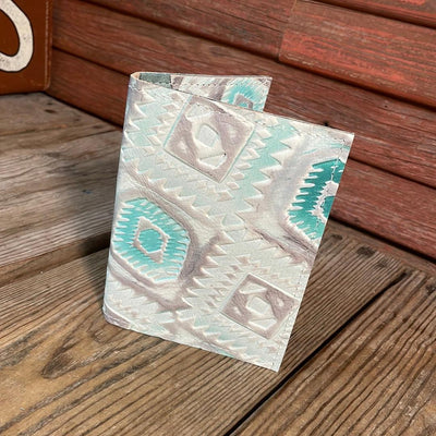 Waylon Wallet - w/ Turquoise Sand Aztec-Waylon Wallet-Western-Cowhide-Bags-Handmade-Products-Gifts-Dancing Cactus Designs