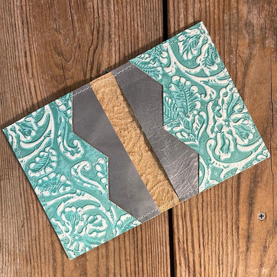 Waylon Wallet - w/ Turquoise Sand tool-Waylon Wallet-Western-Cowhide-Bags-Handmade-Products-Gifts-Dancing Cactus Designs